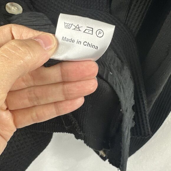 Chouyatou Black Waffleknit Oversized Button Up Shirt Jacket Lounge Womens L - Picture 11 of 13